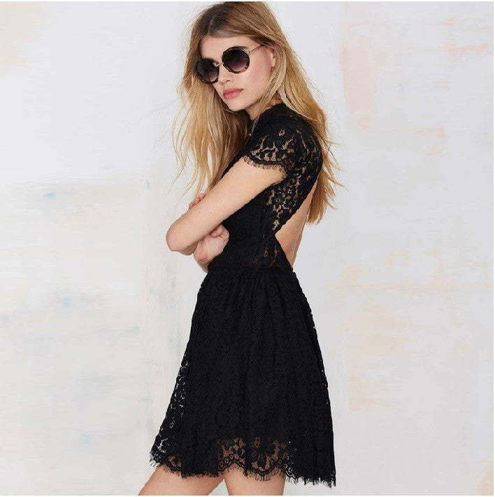 Lace Mini Cool Girl Hot Sale Elegant Turtleneck Backless Club Dress - Sins & Temptations