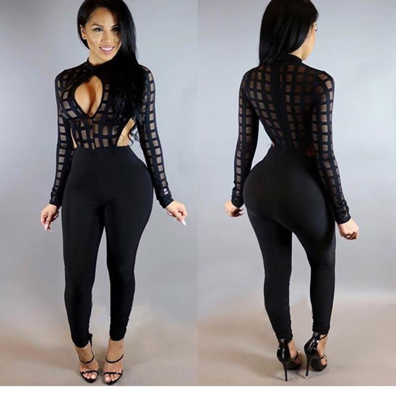 New Sexy Femina Sexy Round Neck Women Keyhole One-piece Skinny Mesh Romper - Sins & Temptations