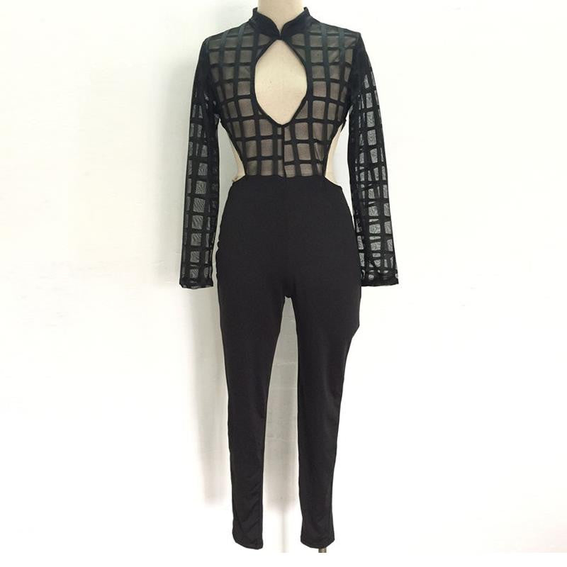 New Sexy Femina Sexy Round Neck Women Keyhole One-piece Skinny Mesh Romper - Sins & Temptations
