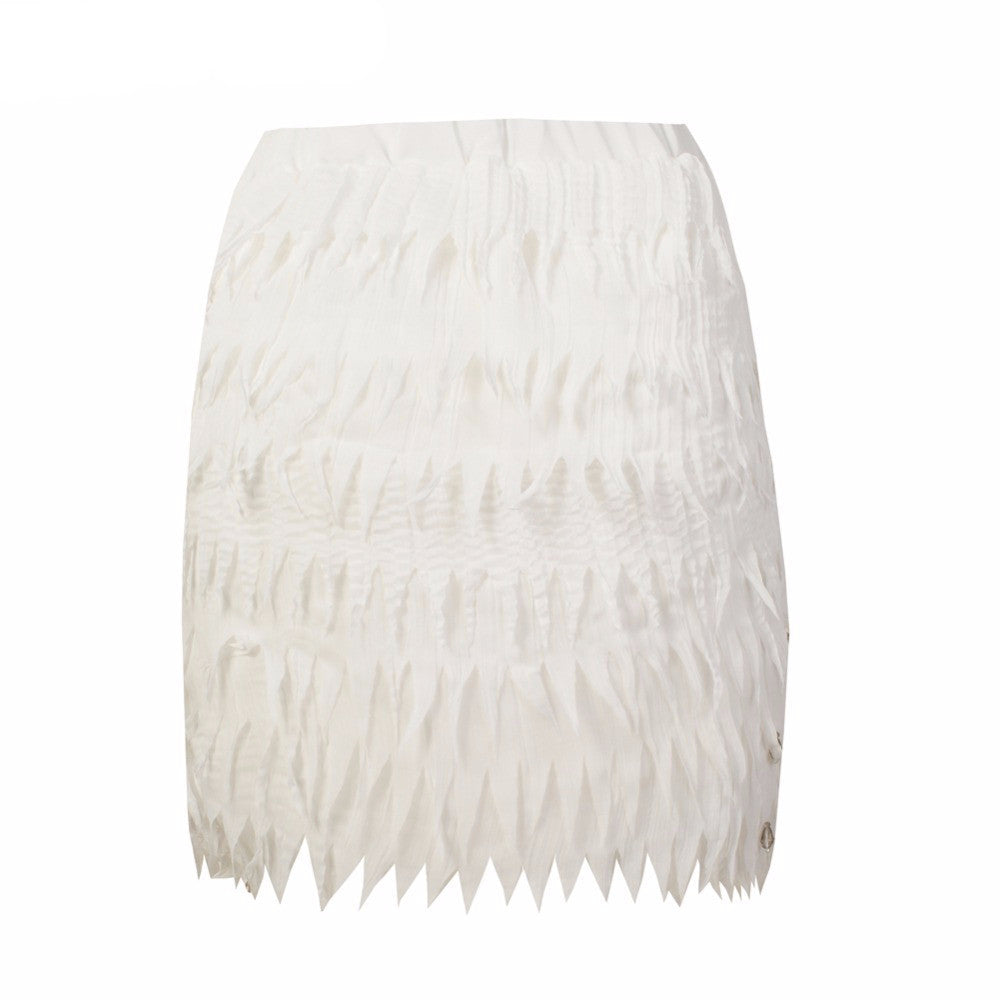 Chiffon Feather Shape High-end Diamond Bead Women's Party Wedding Straight Mini Skirt - Sins & Temptations