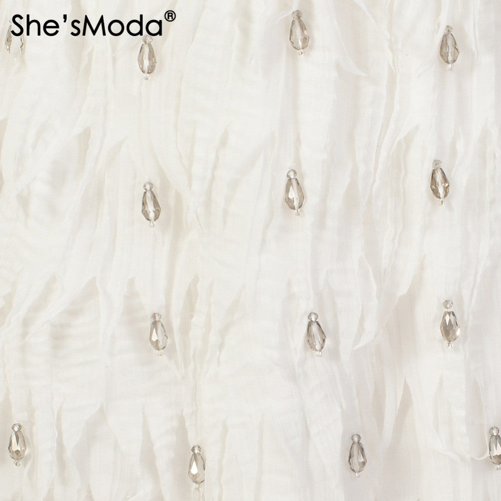 Chiffon Feather Shape High-end Diamond Bead Women's Party Wedding Straight Mini Skirt - Sins & Temptations