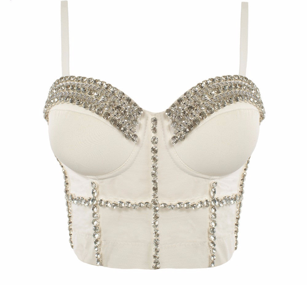 Luxury Jewel Diamond Chain Bralete Bustier Bra Cropped Top Vest - Sins & Temptations