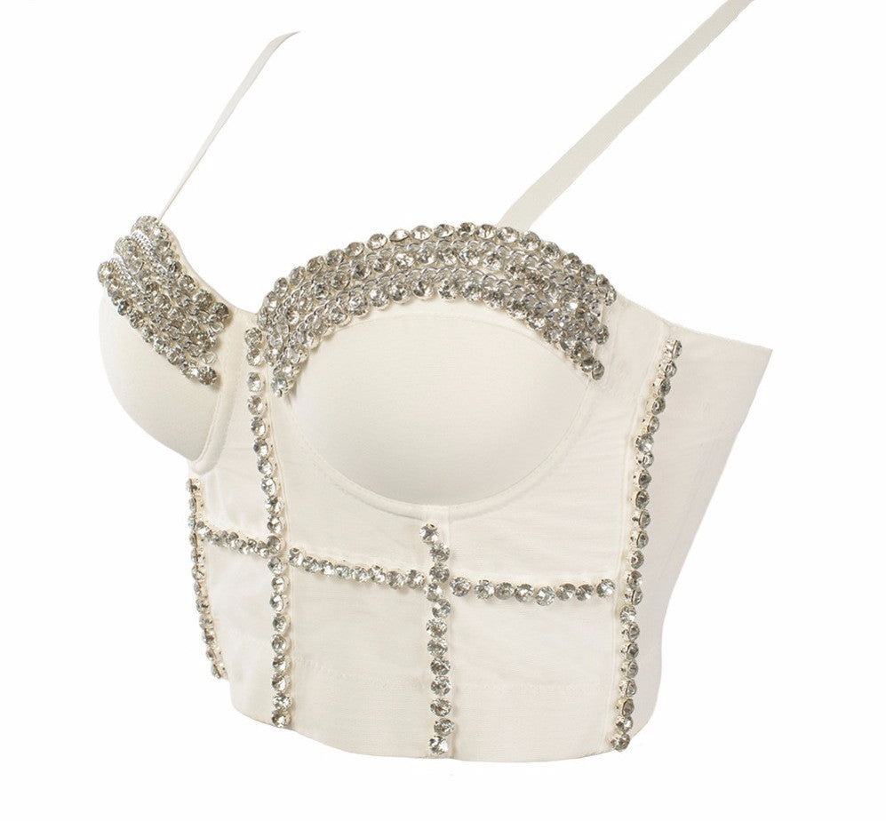 Luxury Jewel Diamond Chain Bralete Bustier Bra Cropped Top Vest - Sins & Temptations