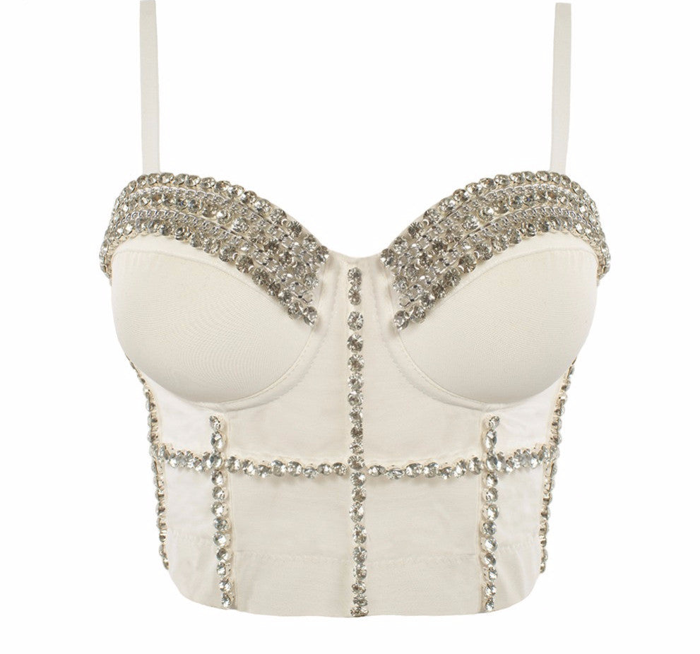 Luxury Jewel Diamond Chain Bralete Bustier Bra Cropped Top Vest - Sins & Temptations
