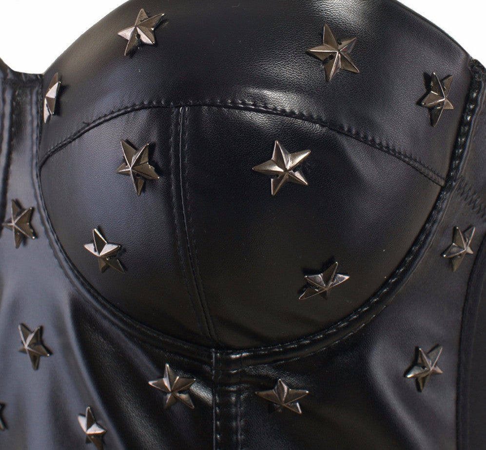 PU leather Rivet Bralete Bustier Bra Night Club Party Cropped Top Vest - Sins & Temptations