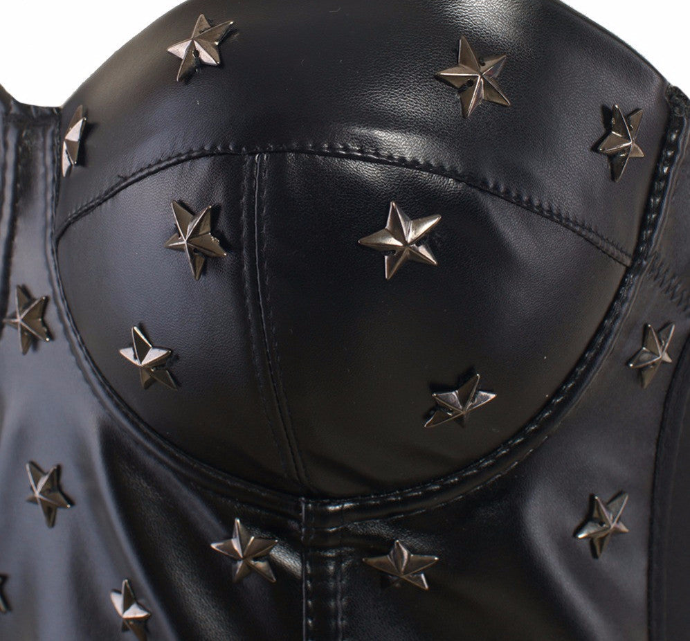 PU leather Rivet Bralete Bustier Bra Night Club Party Cropped Top Vest - Sins & Temptations