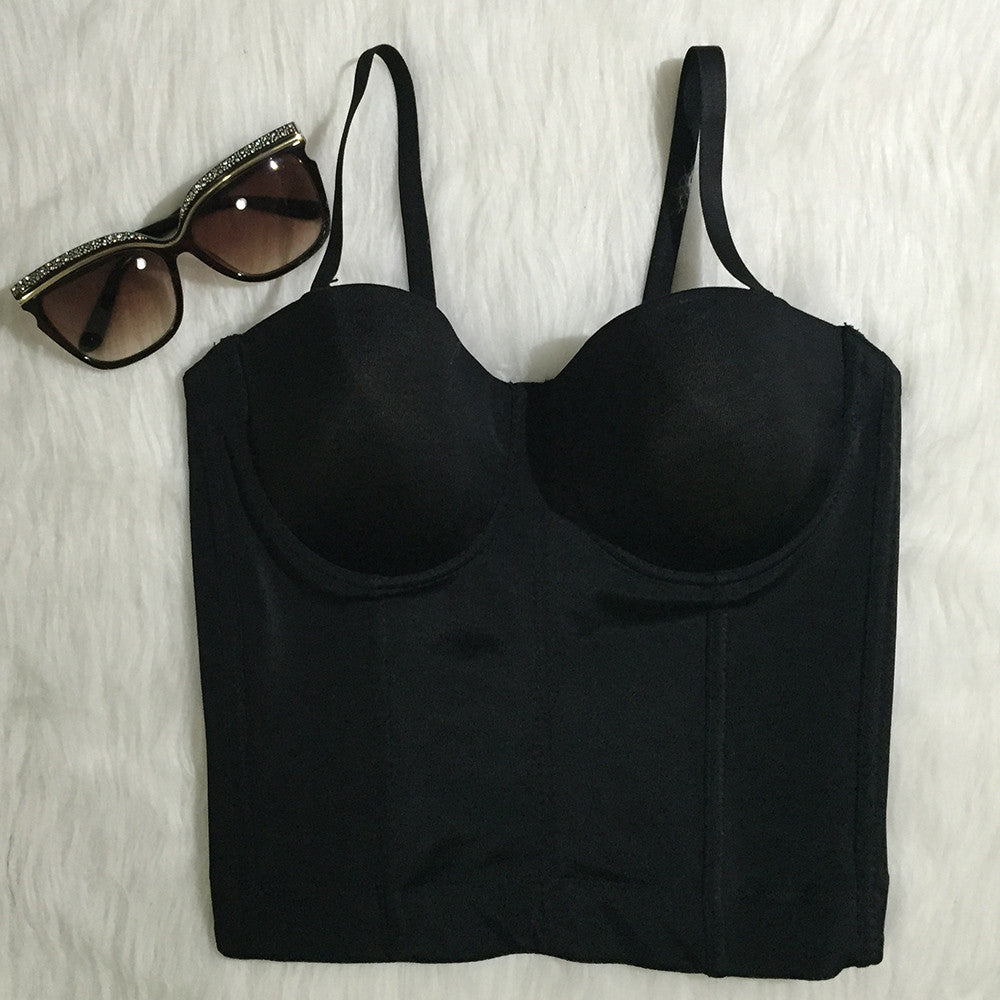 Basic Long Smooth Spandex Push Up Bralete Women's Bustier Bra Cropped Top - Sins & Temptations
