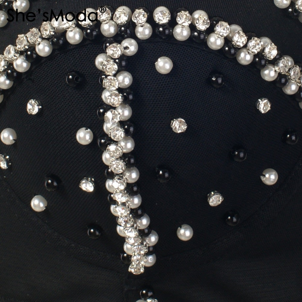 Gorgeous Jewel Pearls Diamond Mesh Breath Push Up Bralete Bustier Bra Cropped Top - Sins & Temptations
