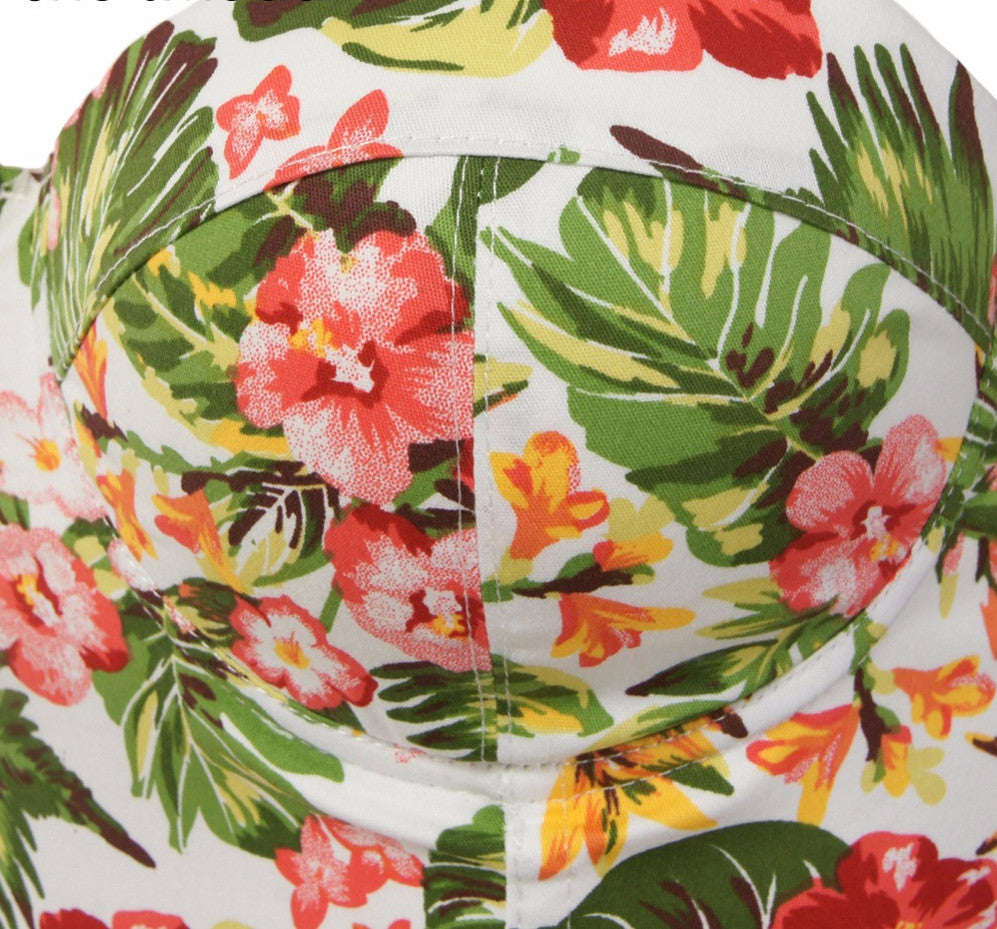 Summer Palm & Floral Print Back Zipper Push Up Bralete Bustier Bra Cropped Top - Sins & Temptations