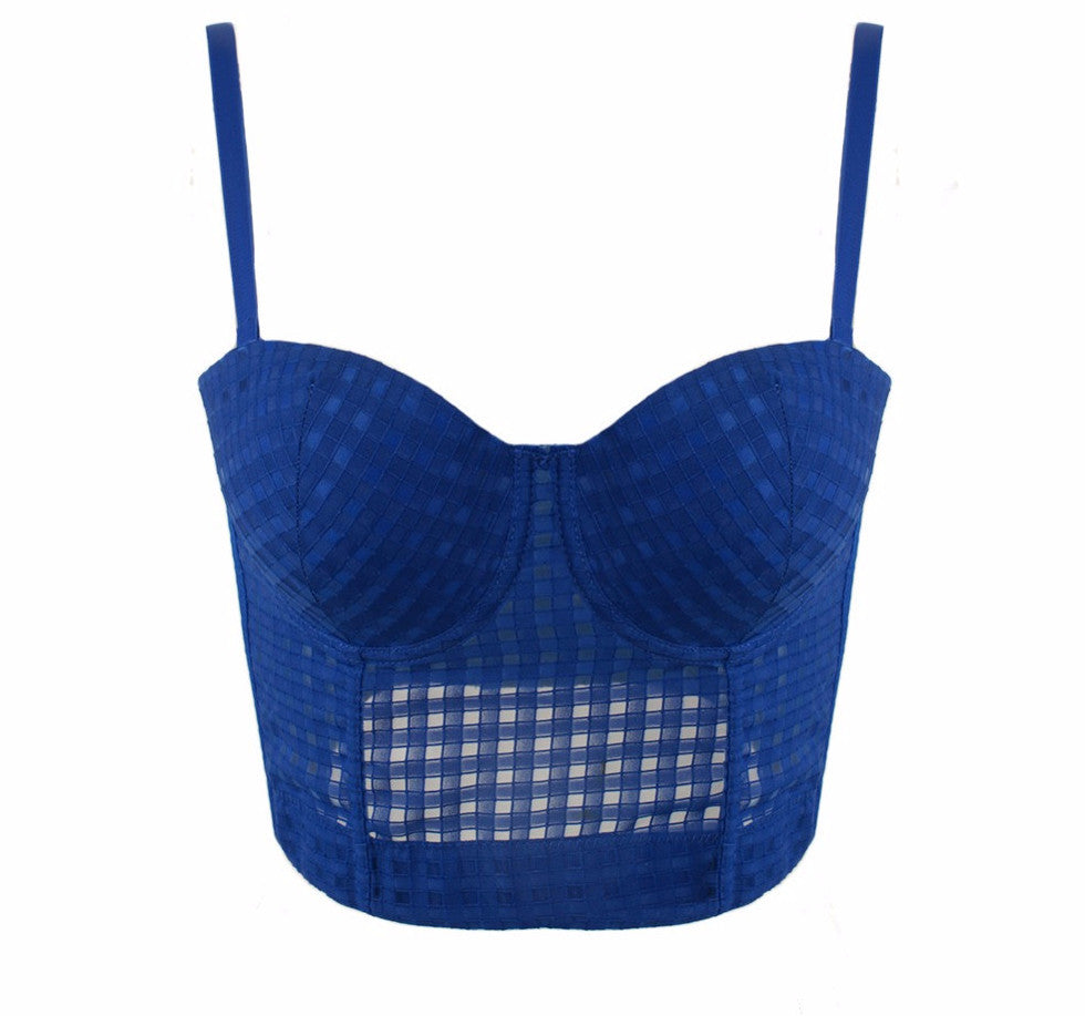 Summer Thin Plaid Bustier Push Up Night Club Bralette Women's Bra Cropped Top - Sins & Temptations