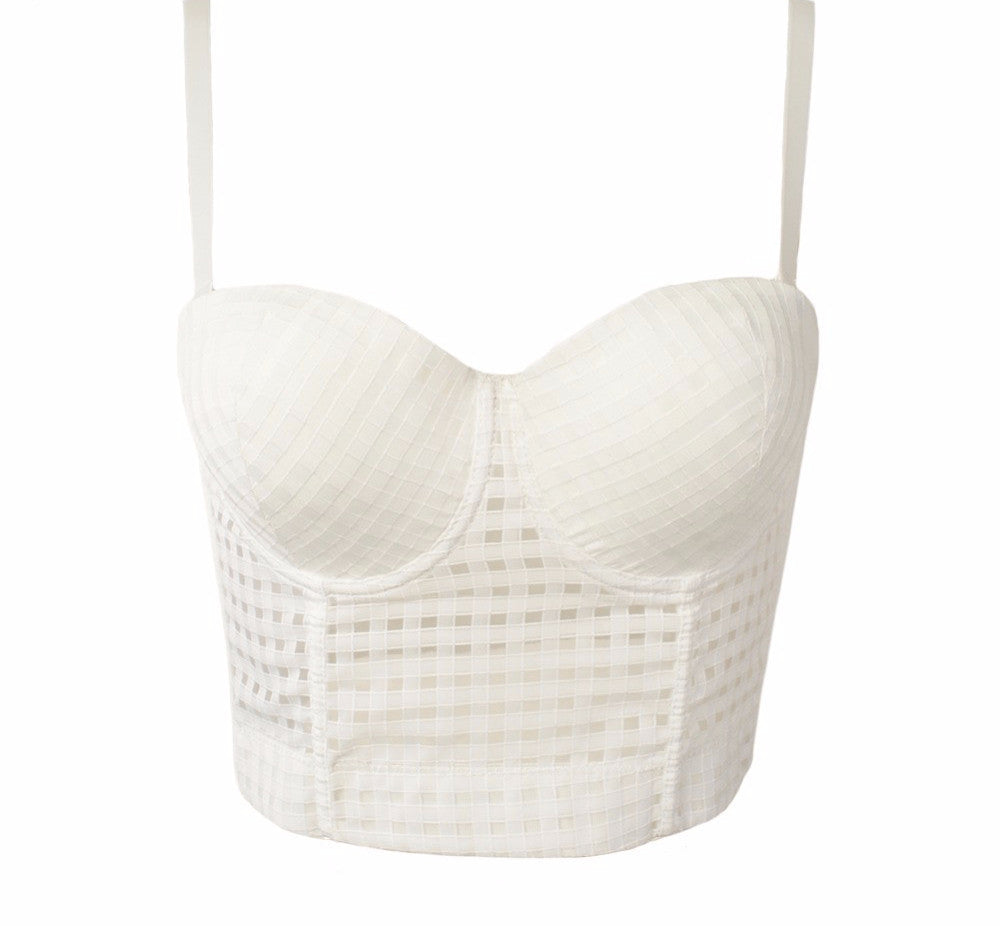 Summer Thin Plaid Bustier Push Up Night Club Bralette Women's Bra Cropped Top - Sins & Temptations