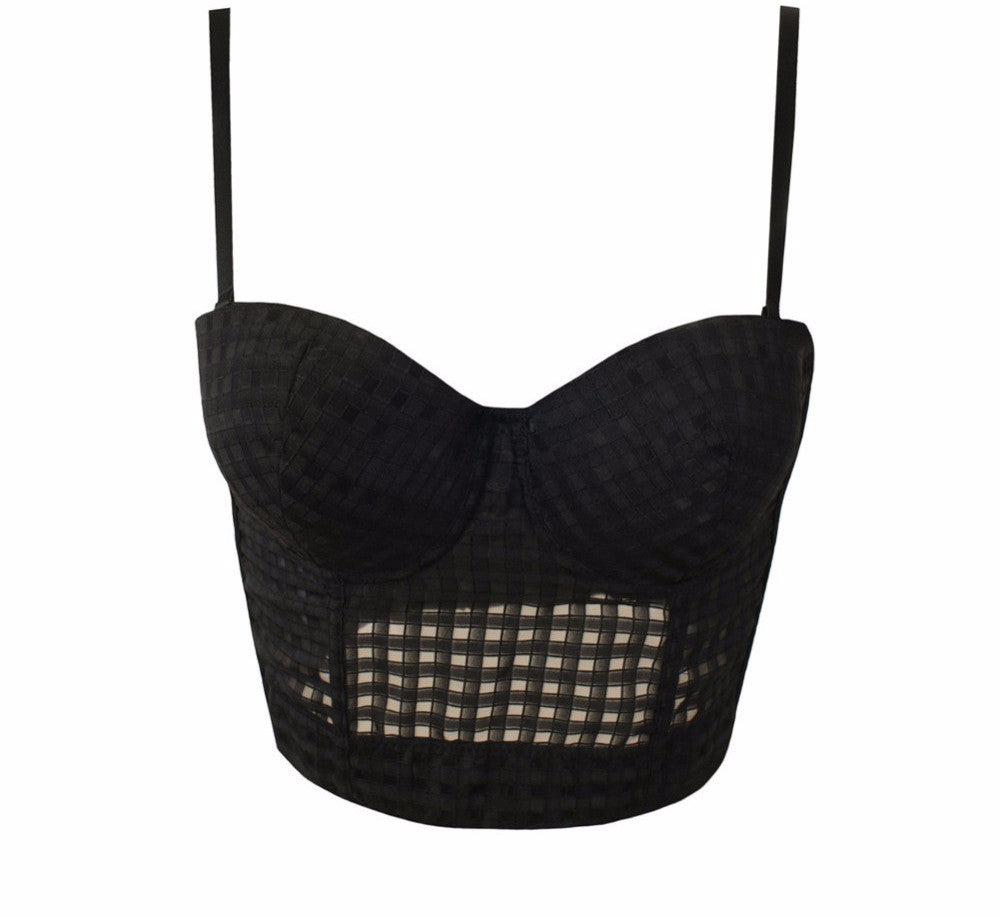 Summer Thin Plaid Bustier Push Up Night Club Bralette Women's Bra Cropped Top - Sins & Temptations