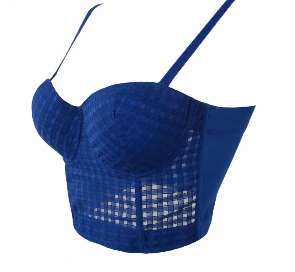 Summer Thin Plaid Bustier Push Up Night Club Bralette Women's Bra Cropped Top - Sins & Temptations