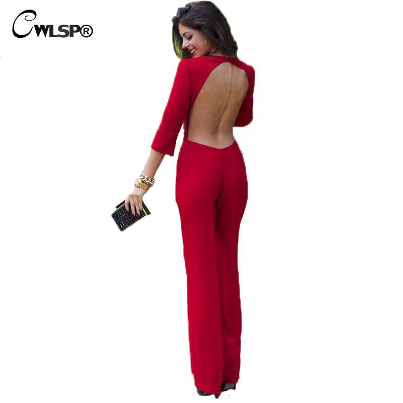 Top Fashion Brand Jumpsuit Summer Sexy Backless Bodysuit Long Sleeve Elegant Rompers - Sins & Temptations