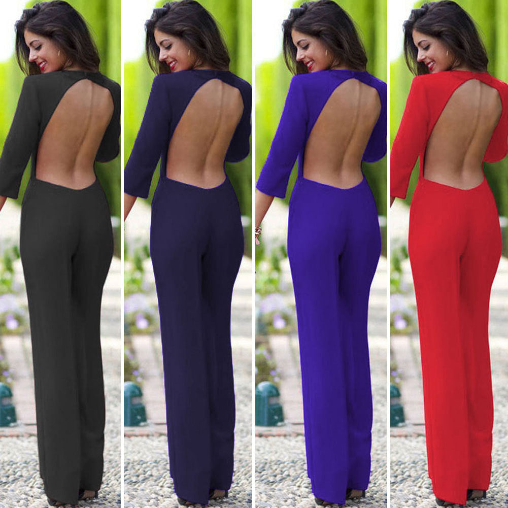 Top Fashion Brand Jumpsuit Summer Sexy Backless Bodysuit Long Sleeve Elegant Rompers - Sins & Temptations