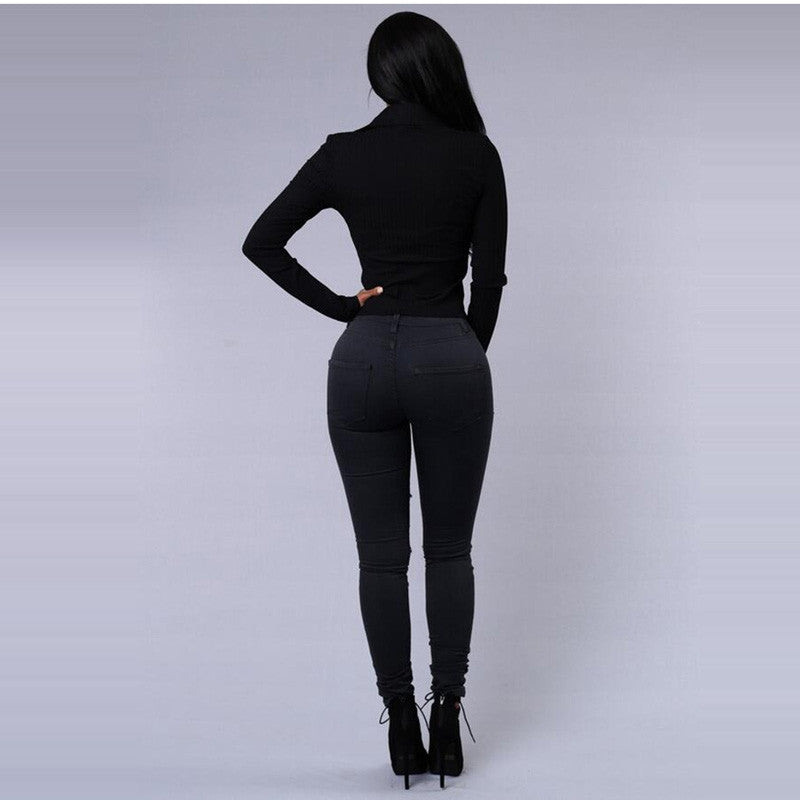 Women Fashion Ripped Jeans High Waist Skinny Jeans - Sins & Temptations