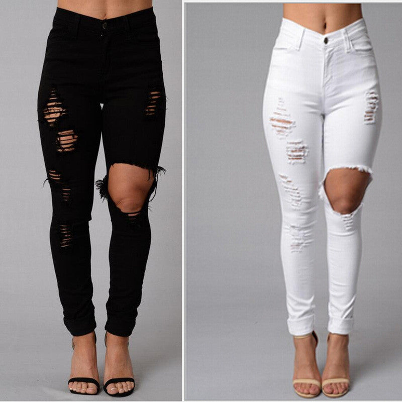 Women Fashion Ripped Jeans High Waist Skinny Jeans - Sins & Temptations