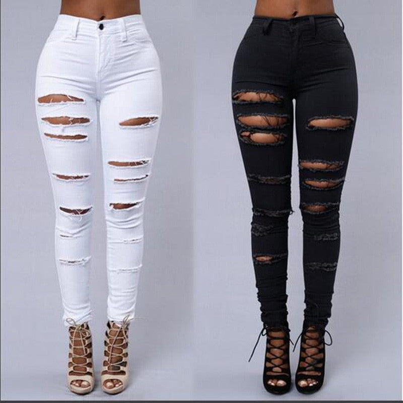 Women Fashion Ripped Jeans High Waist Skinny Jeans - Sins & Temptations