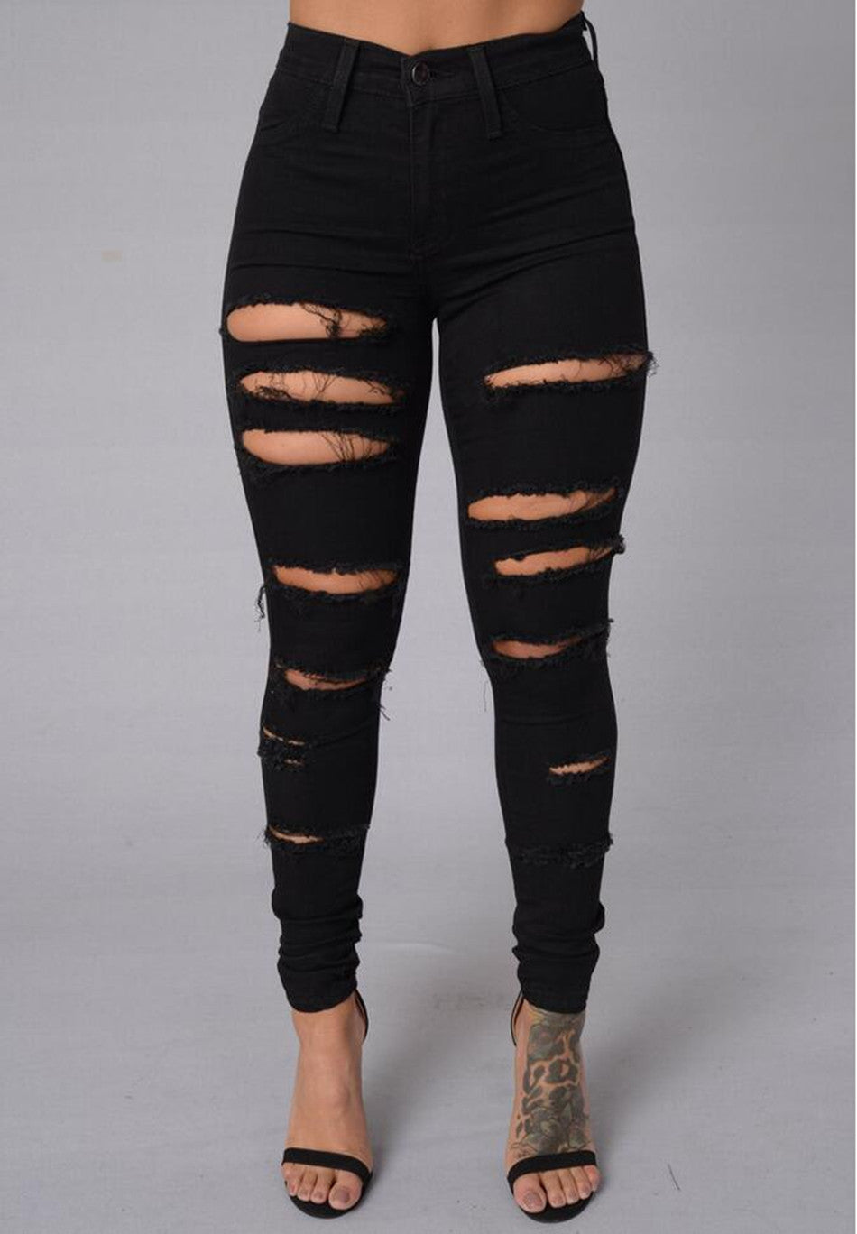 Women Fashion Ripped Jeans High Waist Skinny Jeans - Sins & Temptations