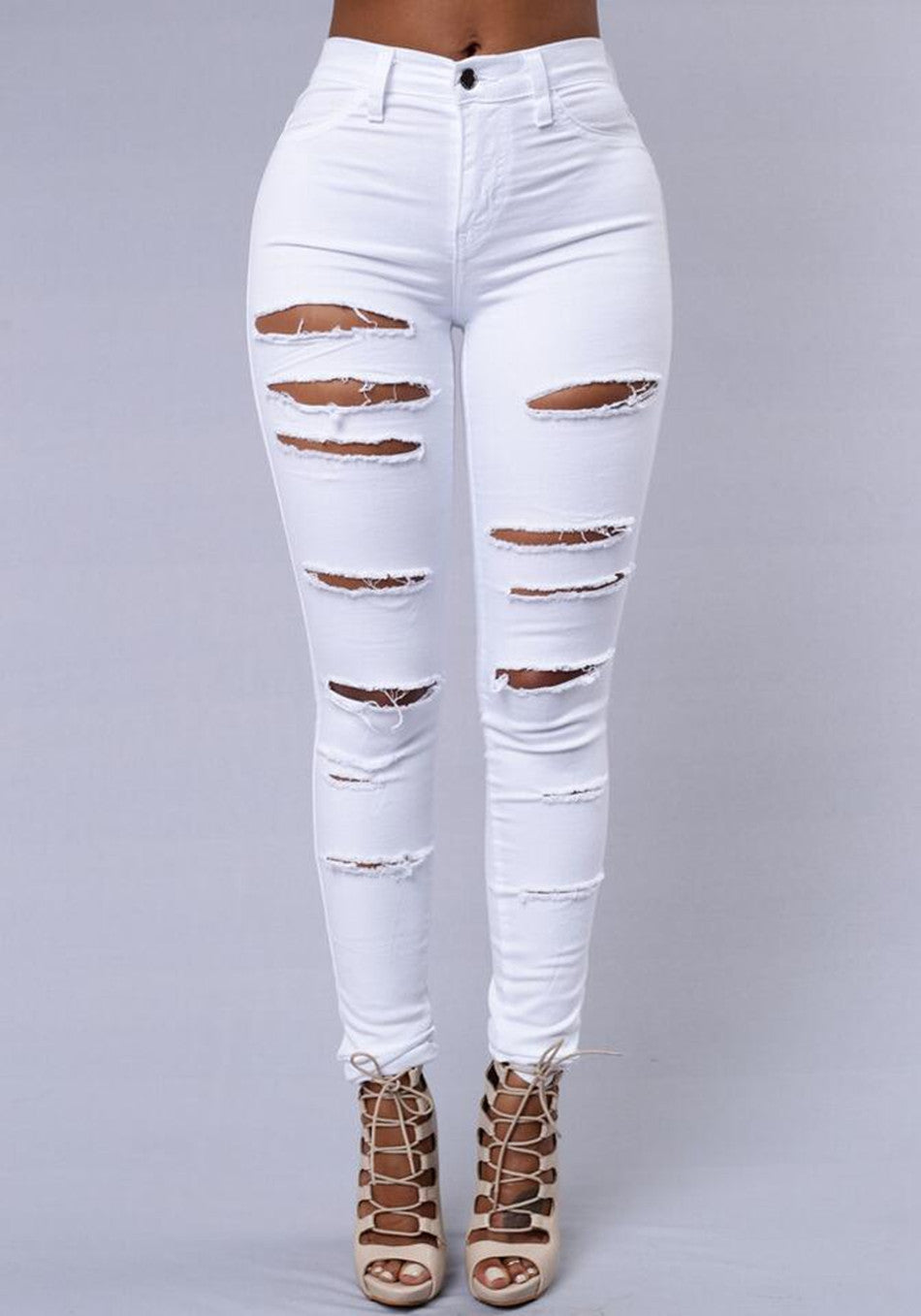 Women Fashion Ripped Jeans High Waist Skinny Jeans - Sins & Temptations