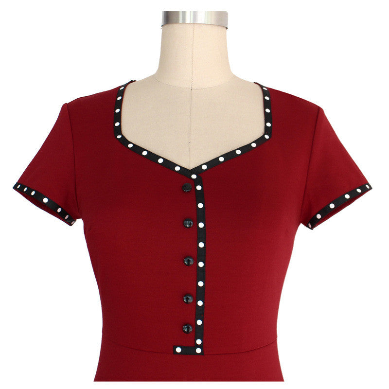 Women Short Sleeve Square Neck Pencil Dress Work Wear Business Party Bodycon Dress - Sins & Temptations