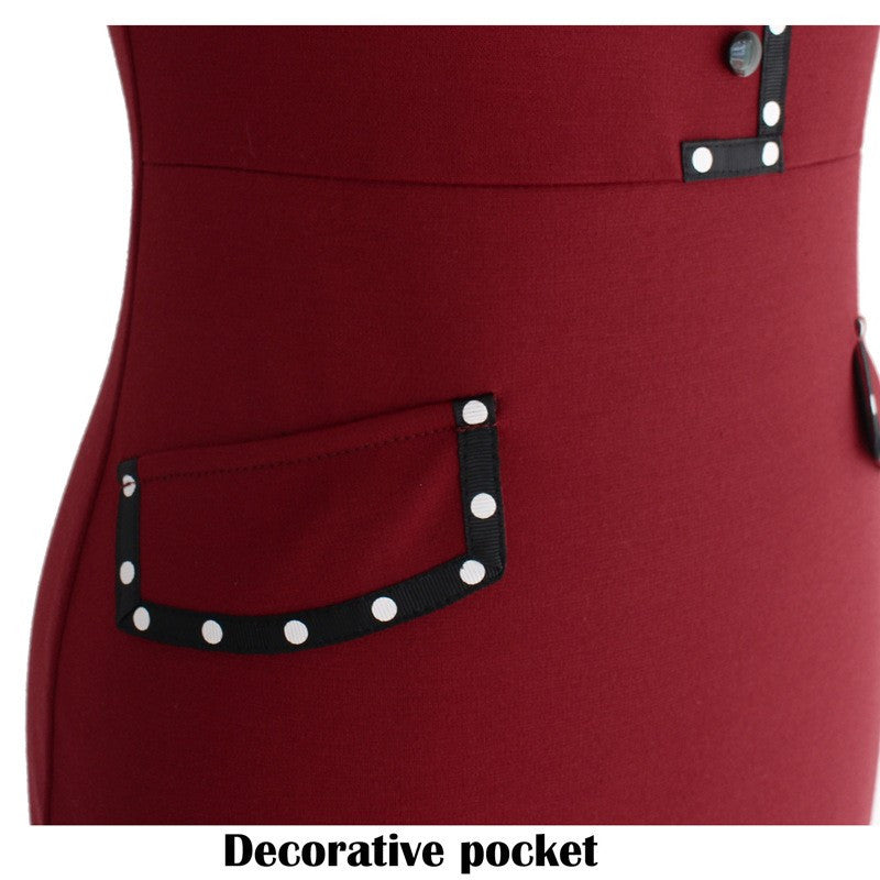 Women Short Sleeve Square Neck Pencil Dress Work Wear Business Party Bodycon Dress - Sins & Temptations