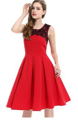Lace Midi Dress Sleeveless Office Pleated Dress - Sins & Temptations