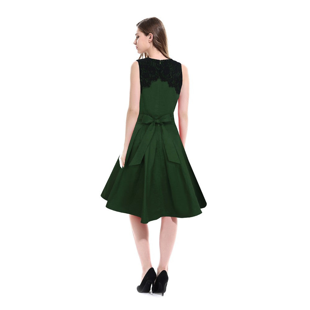Lace Midi Dress Sleeveless Office Pleated Dress - Sins & Temptations