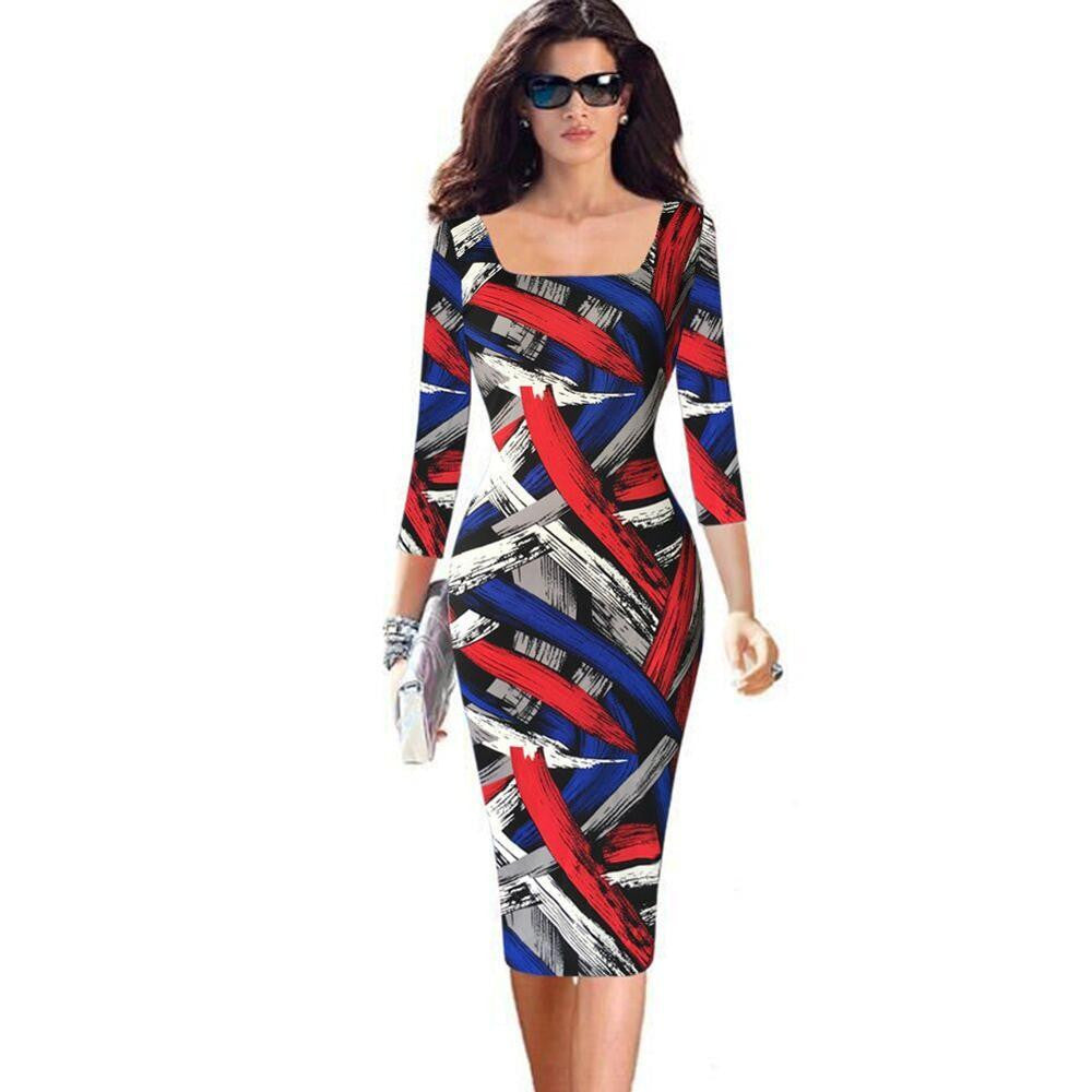 Women Back V Sheath Dress Knee Length Bodycon Pencil Dress - Sins & Temptations