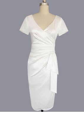 V Neck Summer Casual Dress Business Party Formal Bodycon Pencil Dress - Sins & Temptations