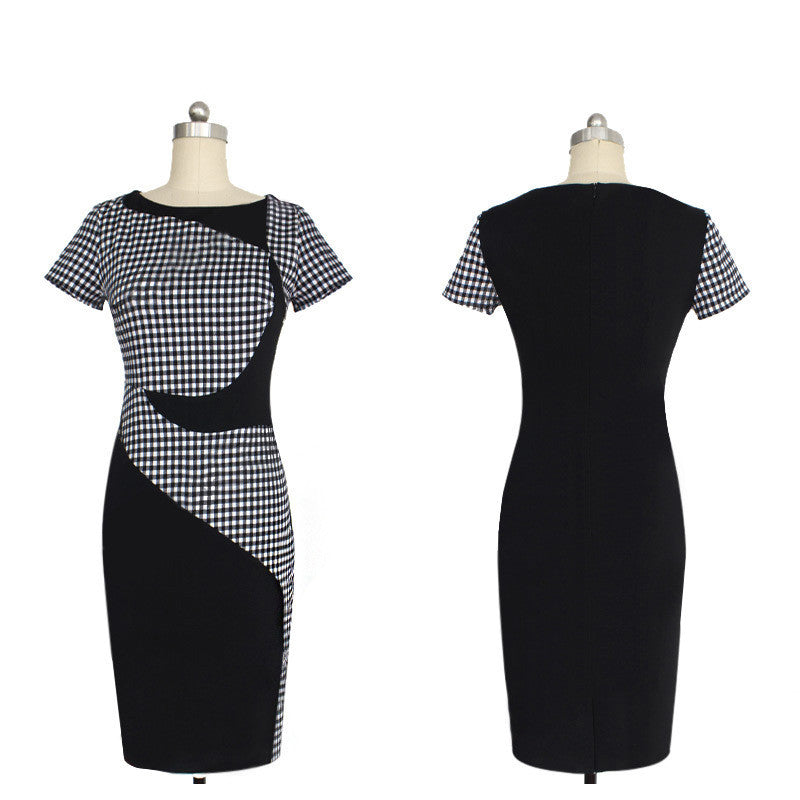 Knee Length Dress Plaid Formal Work Business Party Sheath Pencil Dress - Sins & Temptations