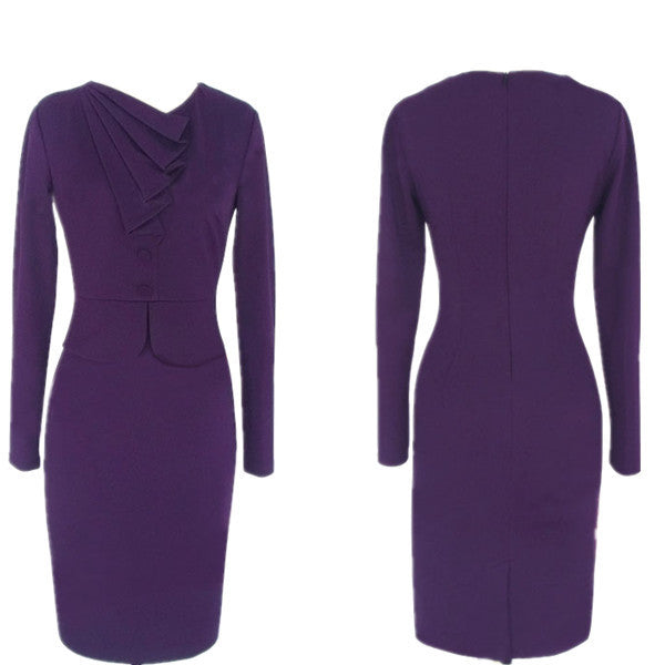 Women Work Wear Dress for Office Draped Knee Length Pencil Dress - Sins & Temptations