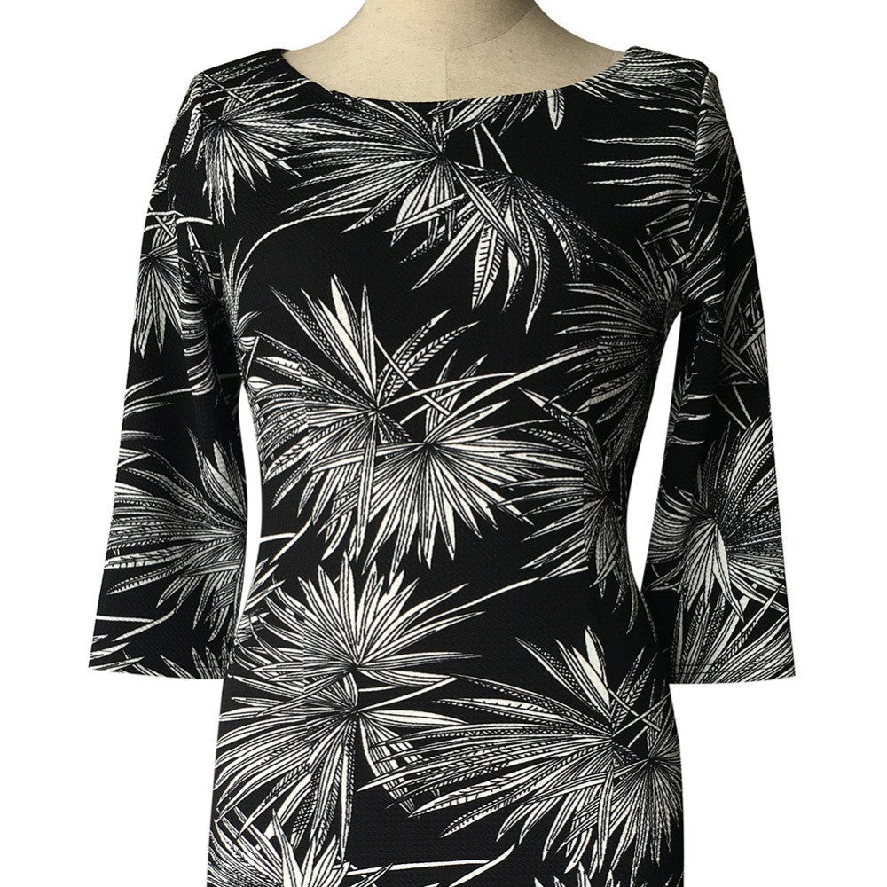 Womens Spring Elegant Leaf Print Retro Slim Work Wear Office Party Dress - Sins & Temptations