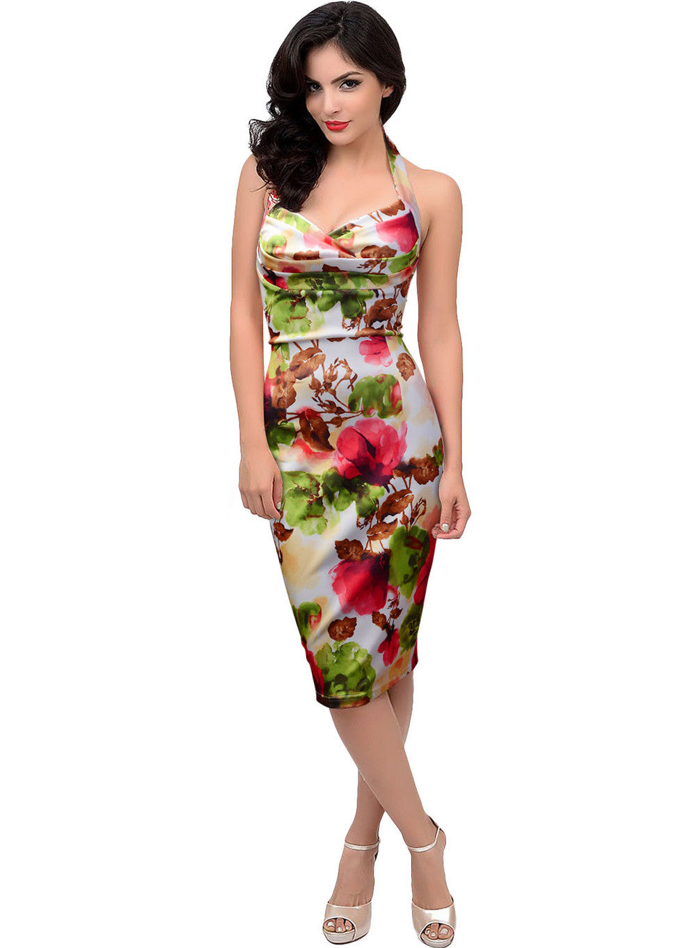 Sexy Summer Dress Workwear Business Party Casual Backless Floral Printed Bodycon Dress - Sins & Temptations