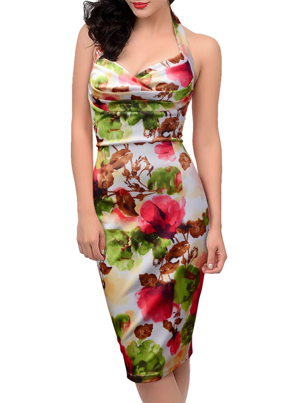 Sexy Summer Dress Workwear Business Party Casual Backless Floral Printed Bodycon Dress - Sins & Temptations
