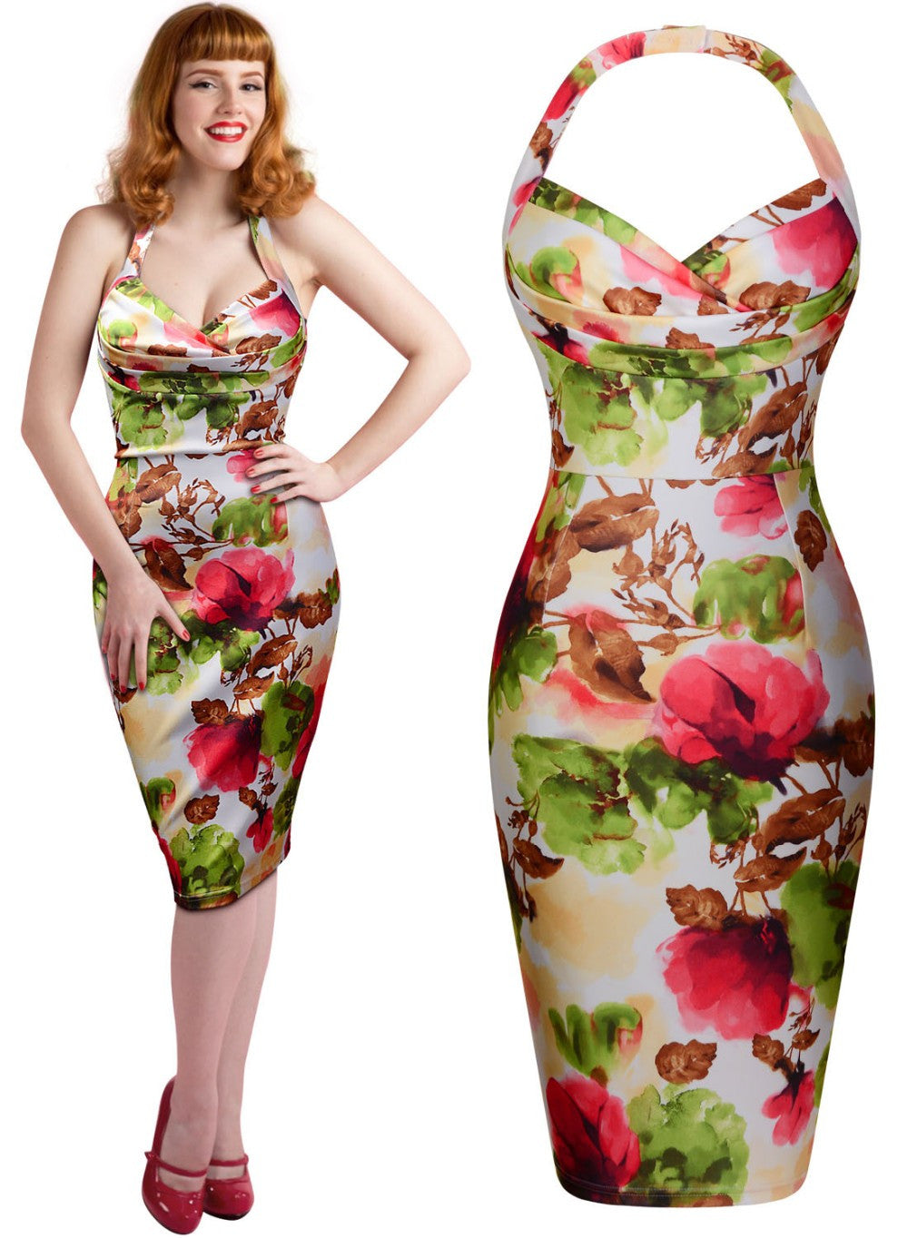 Sexy Summer Dress Workwear Business Party Casual Backless Floral Printed Bodycon Dress - Sins & Temptations