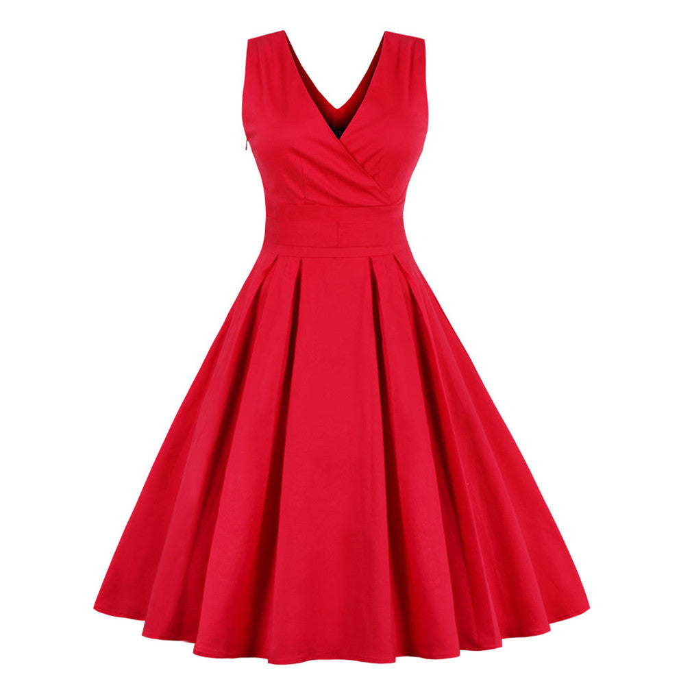 Elegant Red Dress Stretchy Cotton Plus Size Party Prom Swing Feminino Vestidos - Sins & Temptations