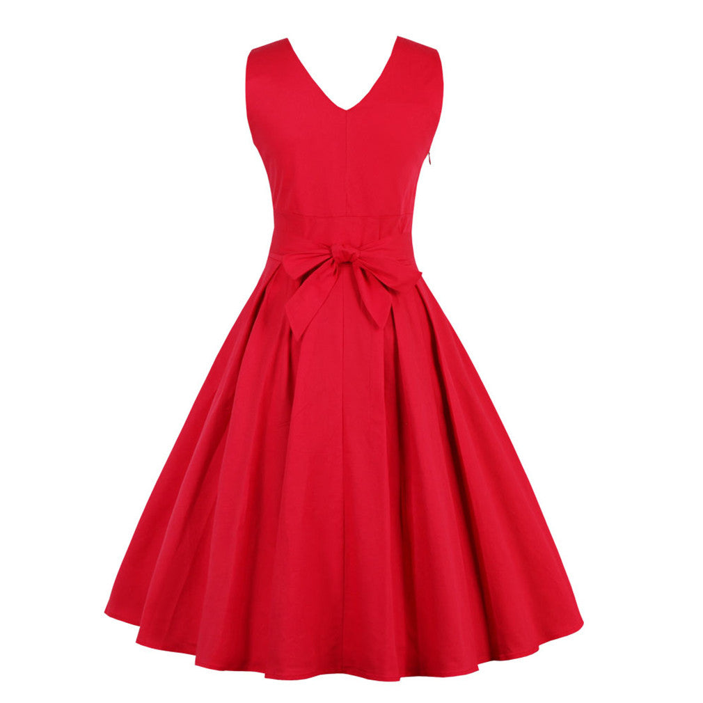 Elegant Red Dress Stretchy Cotton Plus Size Party Prom Swing Feminino Vestidos - Sins & Temptations