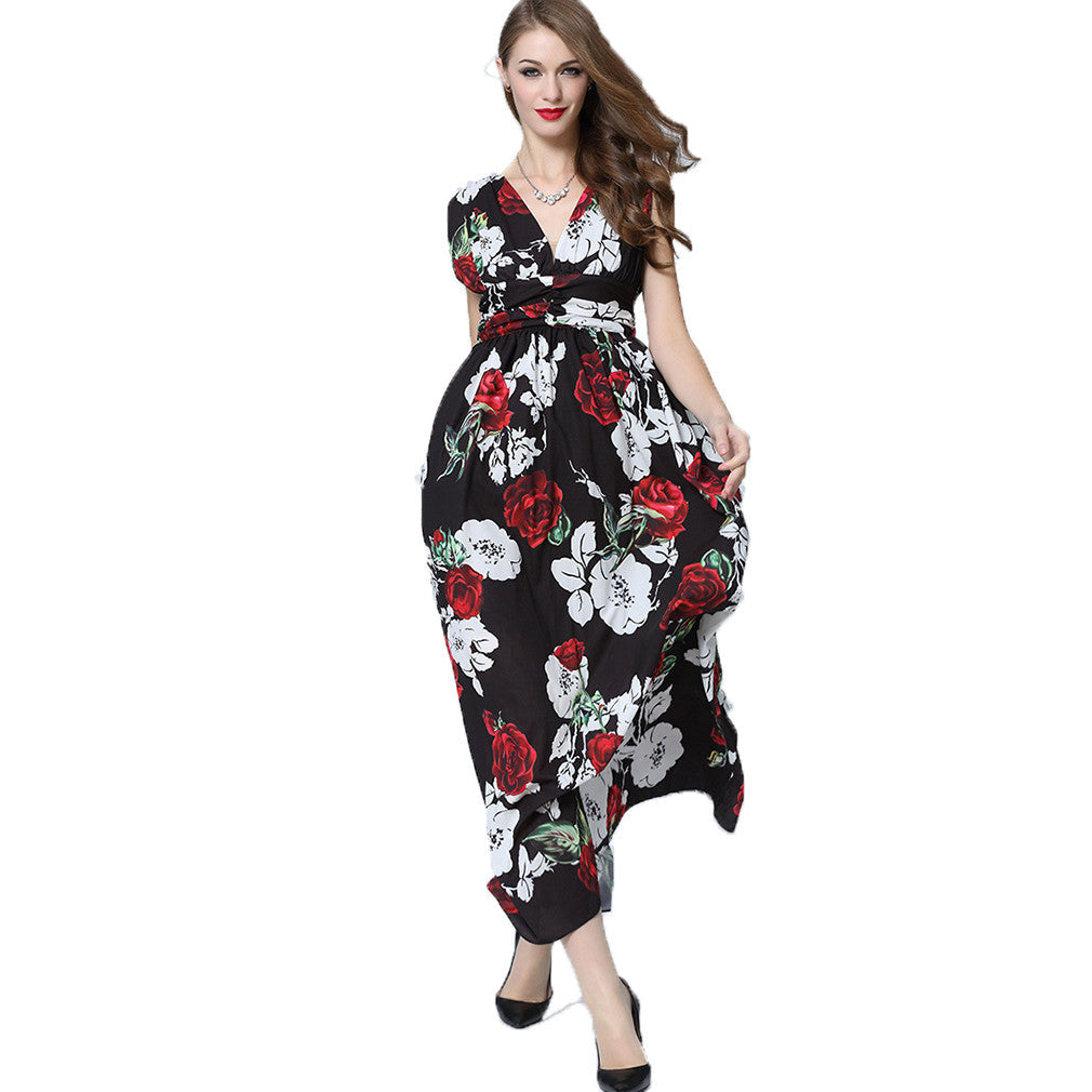 European Sexy Vintage Dress Women Fashion V-Neck Swing Dress Elegant Summer Retro Dress - Sins & Temptations