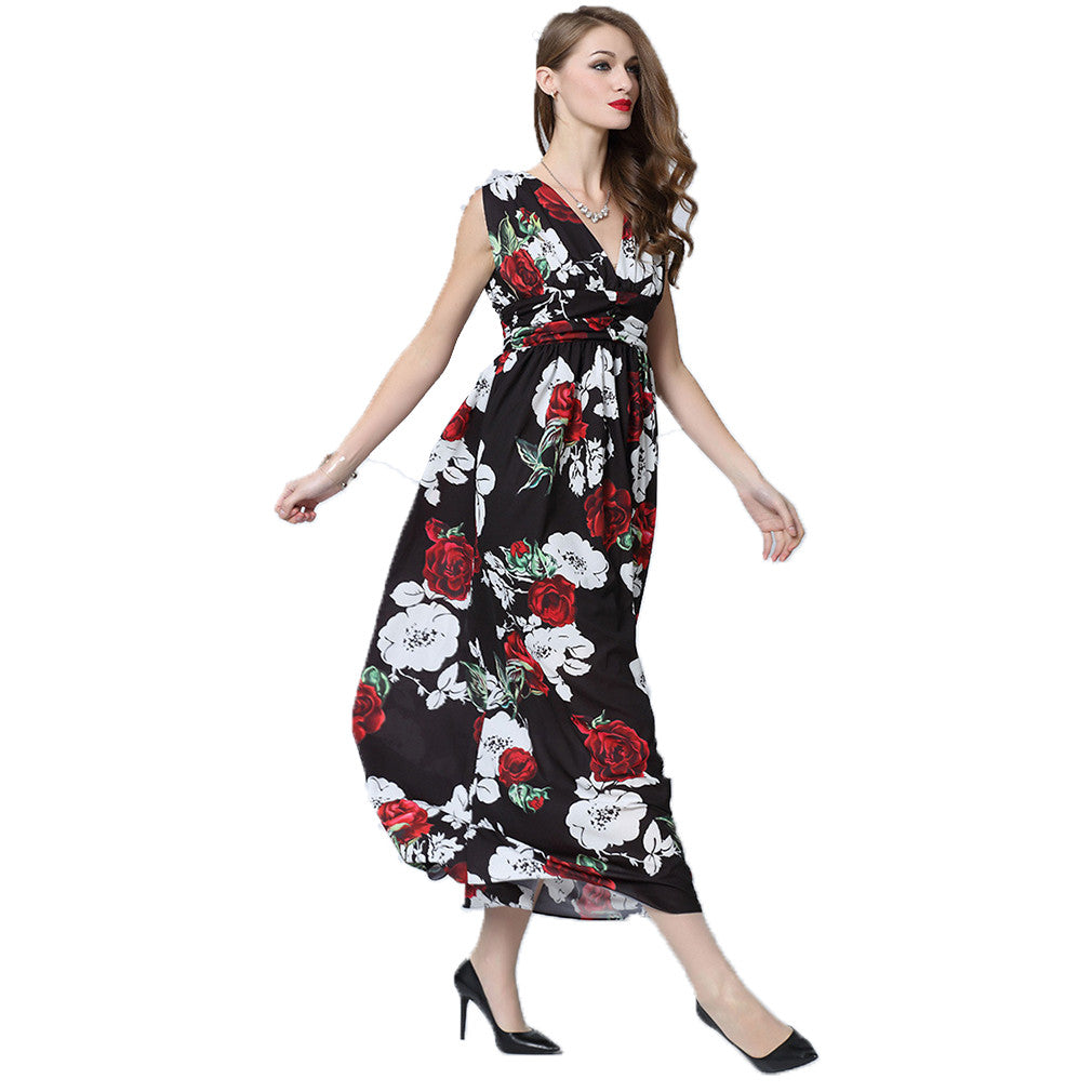 European Sexy Vintage Dress Women Fashion V-Neck Swing Dress Elegant Summer Retro Dress - Sins & Temptations