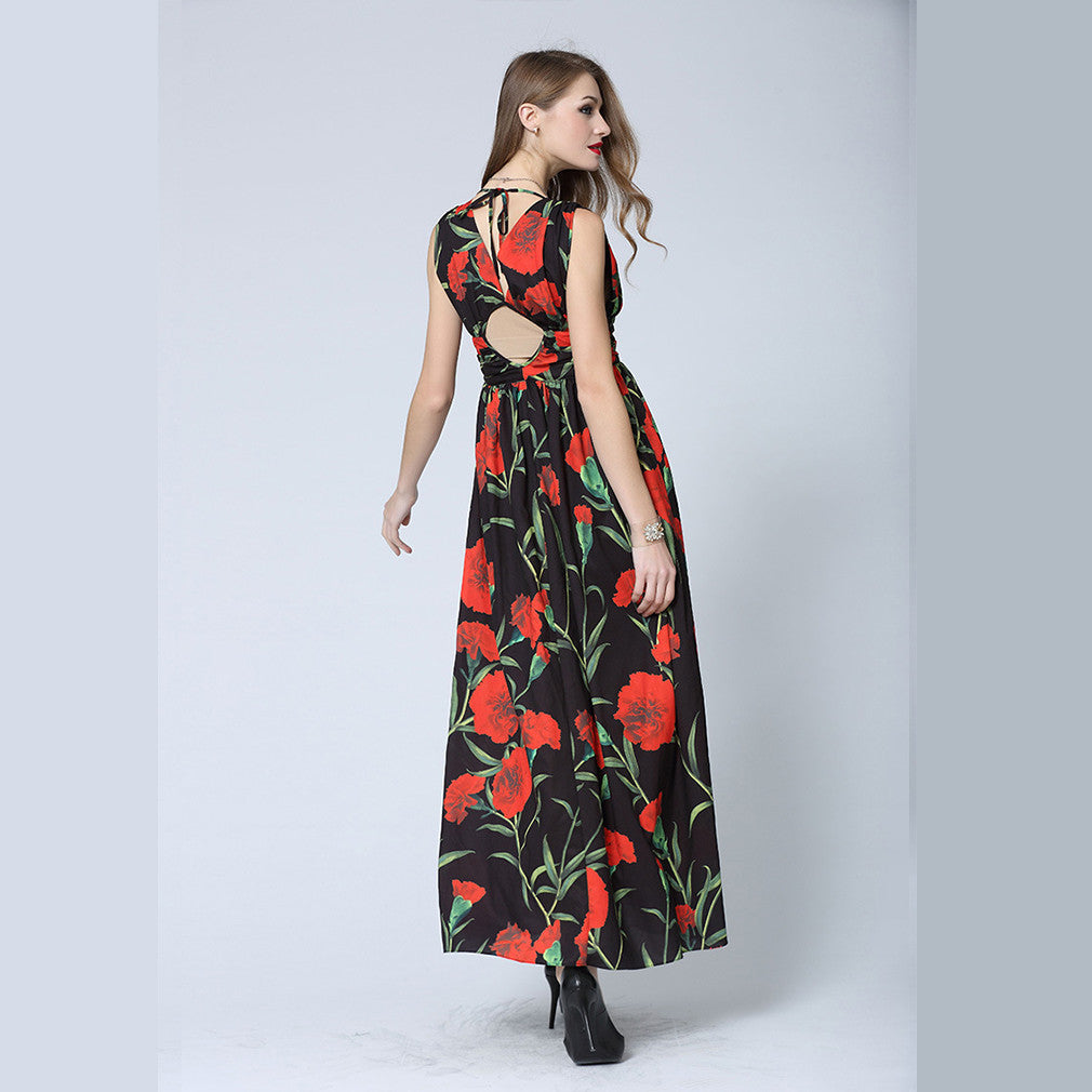 European Sexy Vintage Dress Women Fashion V-Neck Swing Dress Elegant Summer Retro Dress - Sins & Temptations