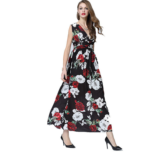 European Sexy Vintage Dress Women Fashion V-Neck Swing Dress Elegant Summer Retro Dress - Sins & Temptations