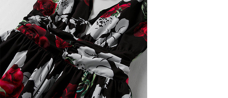 European Sexy Vintage Dress Women Fashion V-Neck Swing Dress Elegant Summer Retro Dress - Sins & Temptations