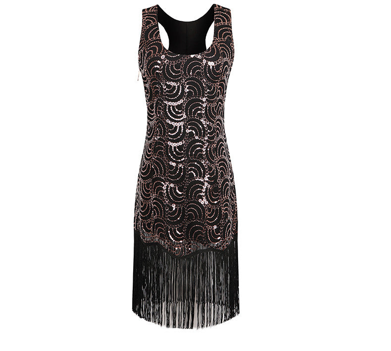 Shining Women's Flapper Dress, Gatsby Charleston Sequin Tassel Party Knee-Length Dress - Sins & Temptations