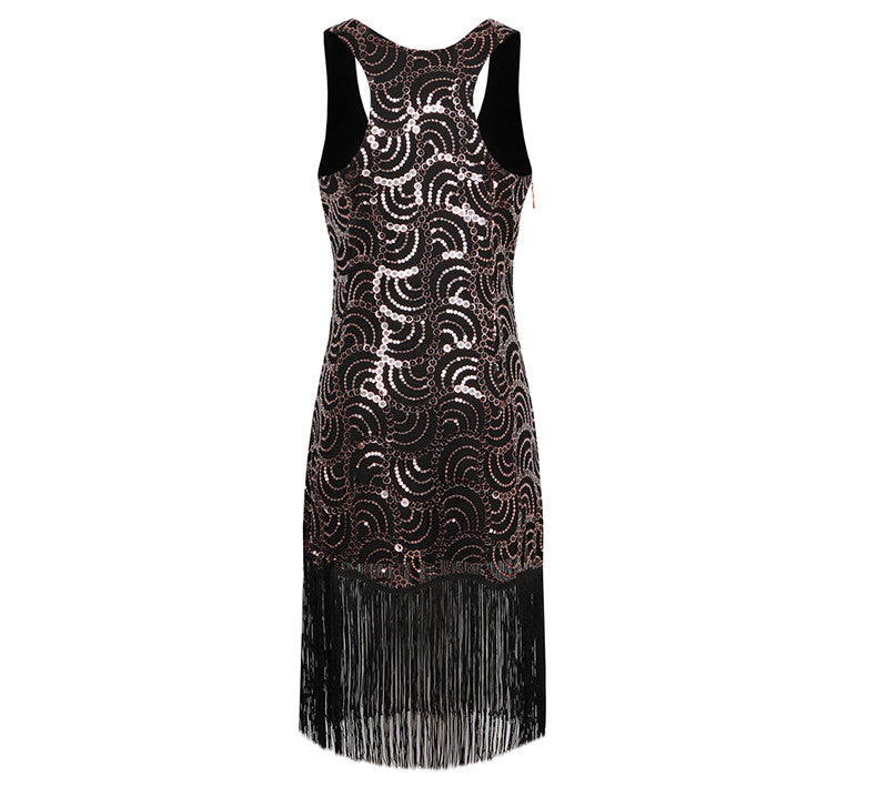 Shining Women's Flapper Dress, Gatsby Charleston Sequin Tassel Party Knee-Length Dress - Sins & Temptations