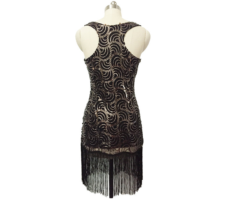 Shining Women's Flapper Dress, Gatsby Charleston Sequin Tassel Party Knee-Length Dress - Sins & Temptations
