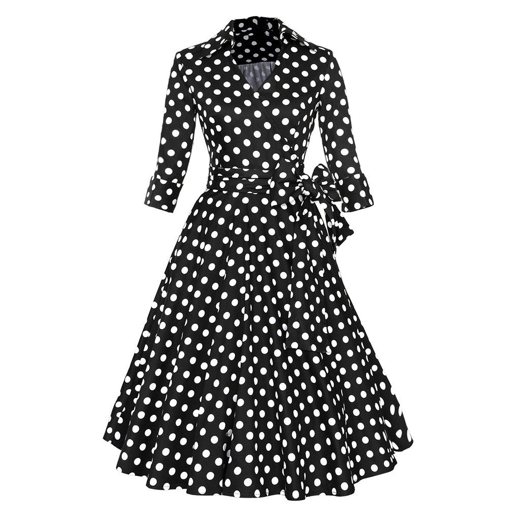Sexy Autumn Dress Elegant Audrey Hepburn Half Sleeve Dress - Sins & Temptations