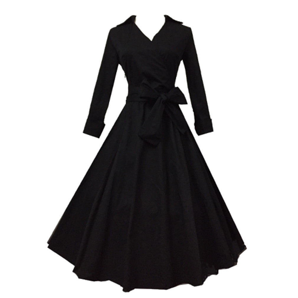 Sexy Autumn Dress Elegant Audrey Hepburn Half Sleeve Dress - Sins & Temptations