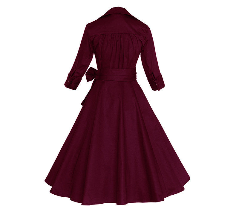 Sexy Autumn Dress Elegant Audrey Hepburn Half Sleeve Dress - Sins & Temptations