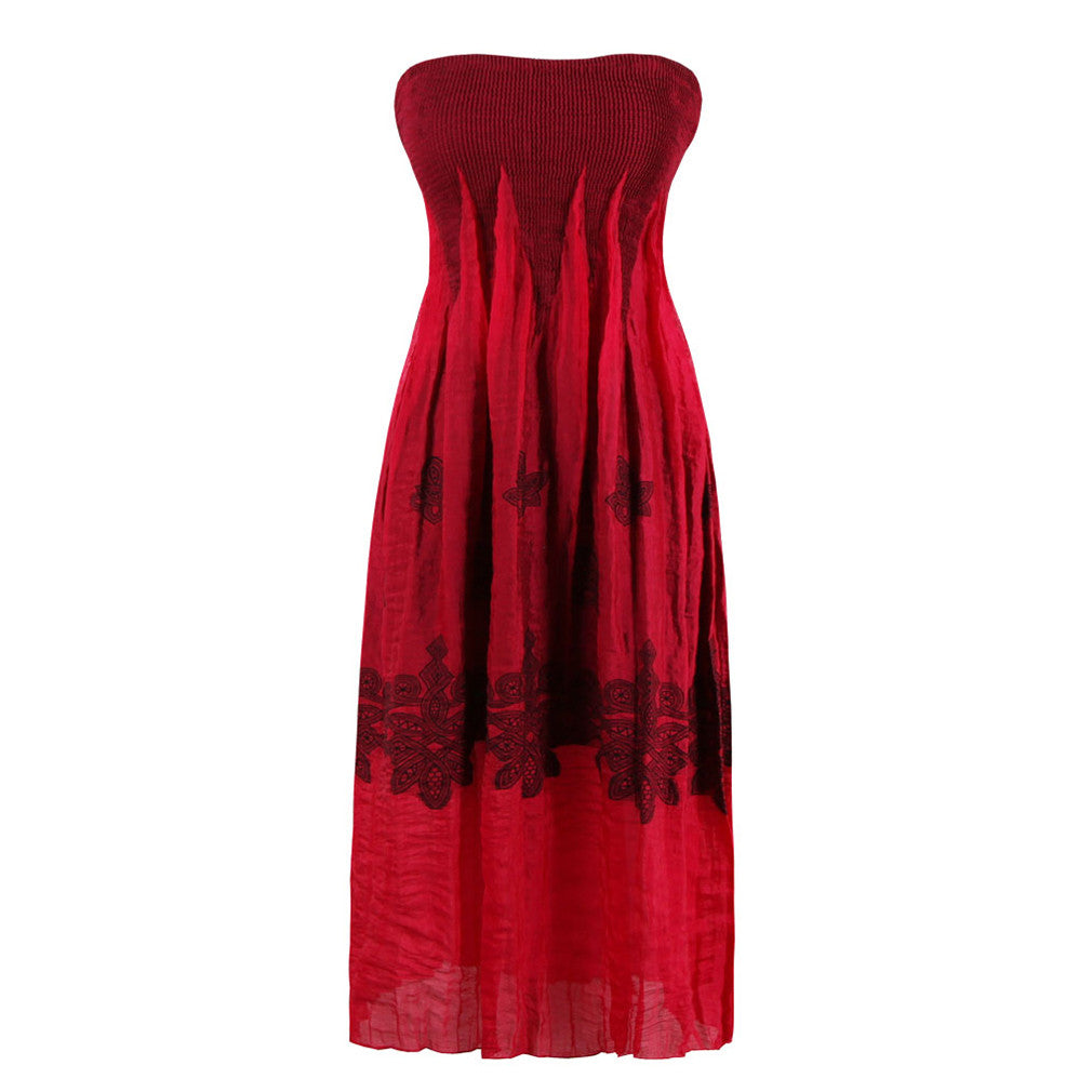 Women's Summer Dress Floral Strapless Casual Retro Bohemian Beach Dress Vestidos - Sins & Temptations